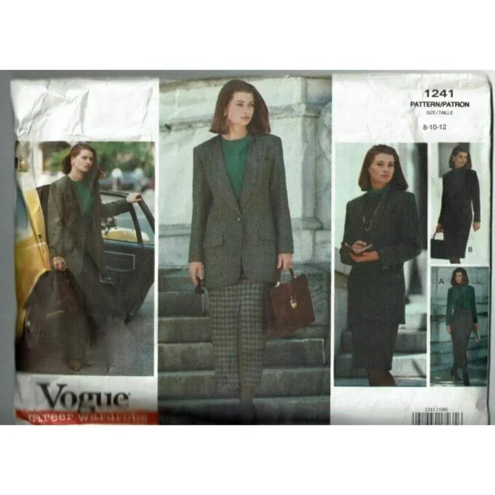 Vogue‎ Sewing Pattern 1241 Career Wear Size 8 10 12 Skirt Pants Top Jacket